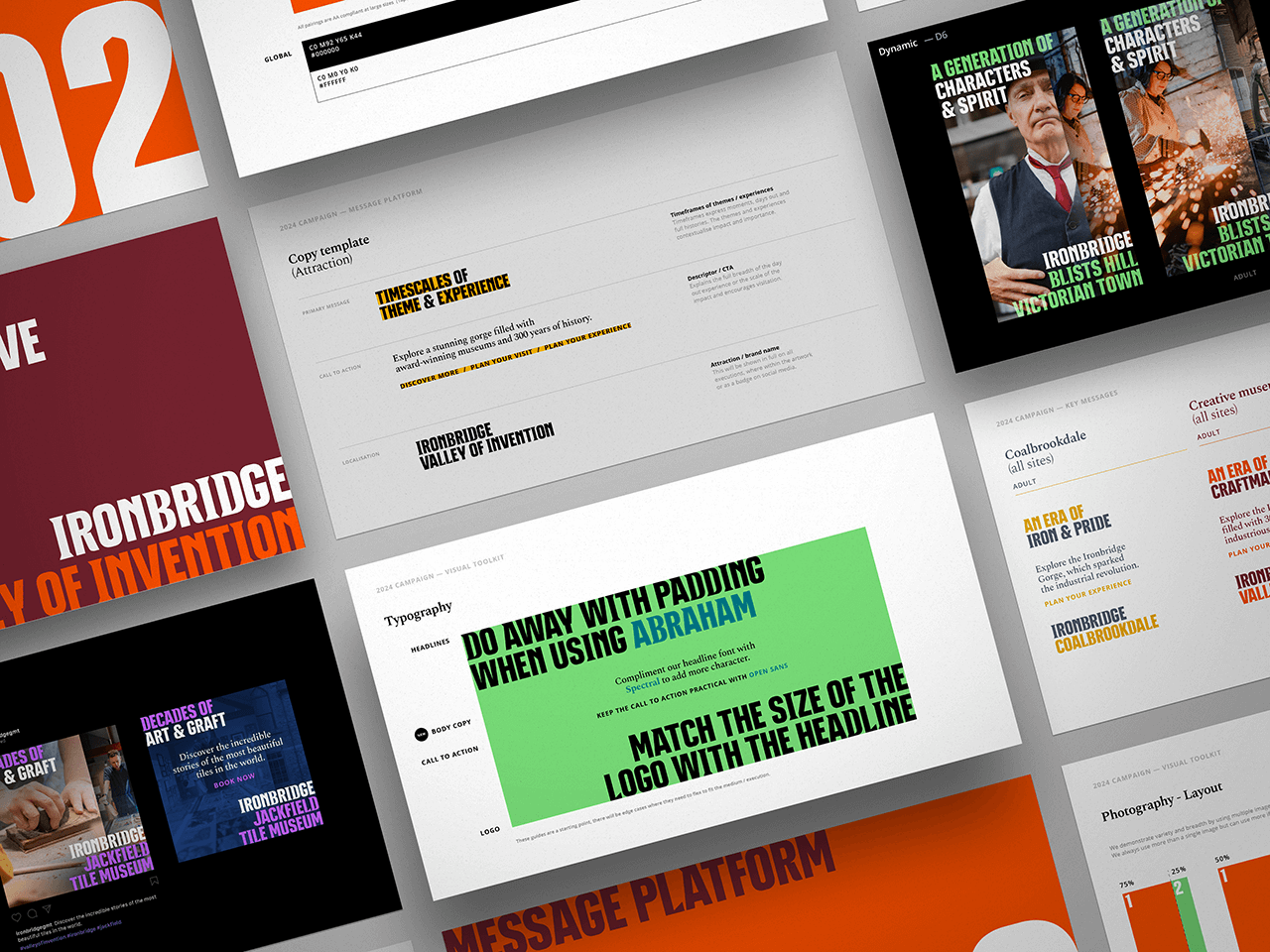 Examples of our Stratergy and brand guidelines for the Ironbridge Valley of Invention campaign
