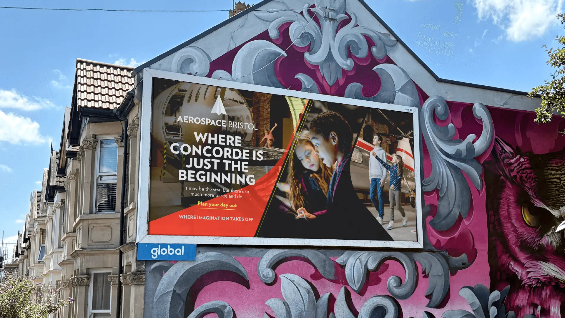 Billboard with our Aerospace Bristol campaign, with a caption saying "Where concorde is just the beginning"