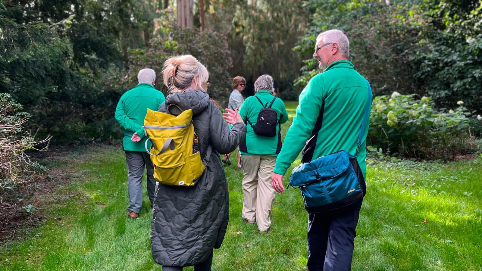 Karen talking with staff at Forestry England