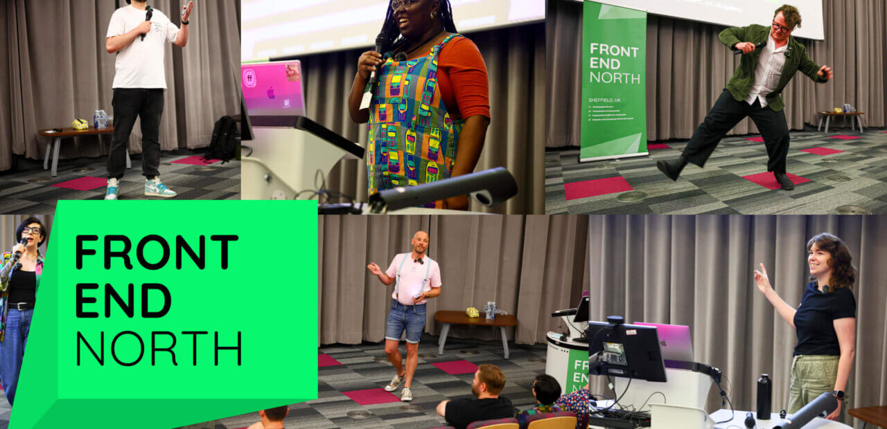 Collage of speakers from the Front End North Confrence.