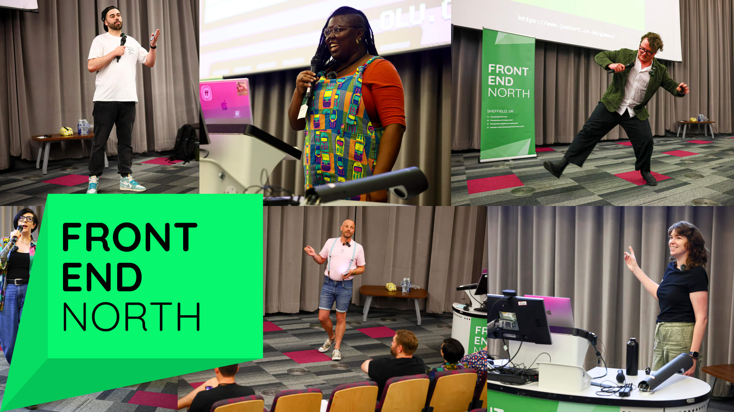 Collage of speakers from the Front End North Confrence.